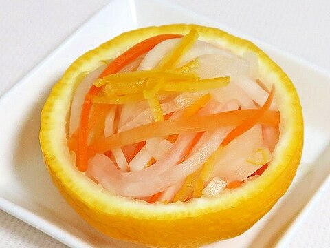 紅白なます☆大根・人参・柚子★砂糖もみで減塩志向